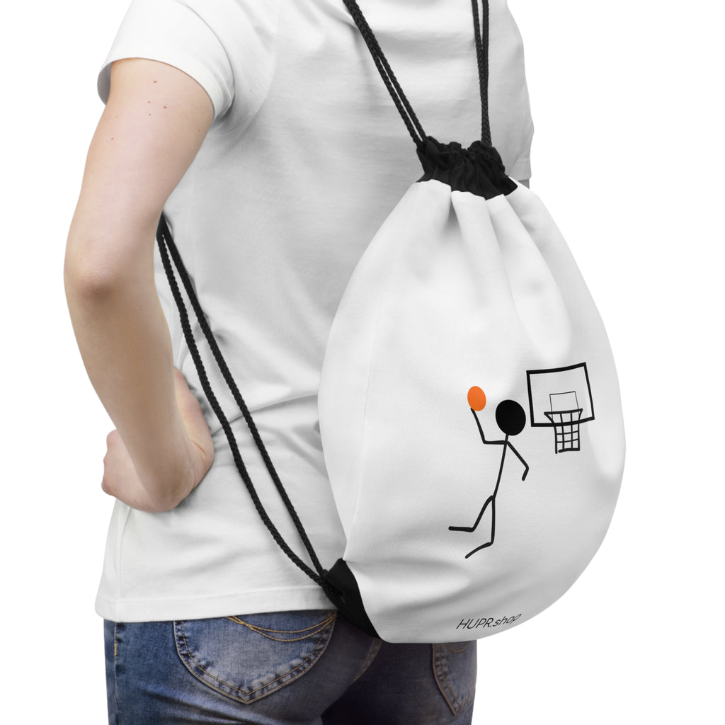 Basketball Stick Figure Drawstring Bag — HUPR Logo Sports Gym Sack