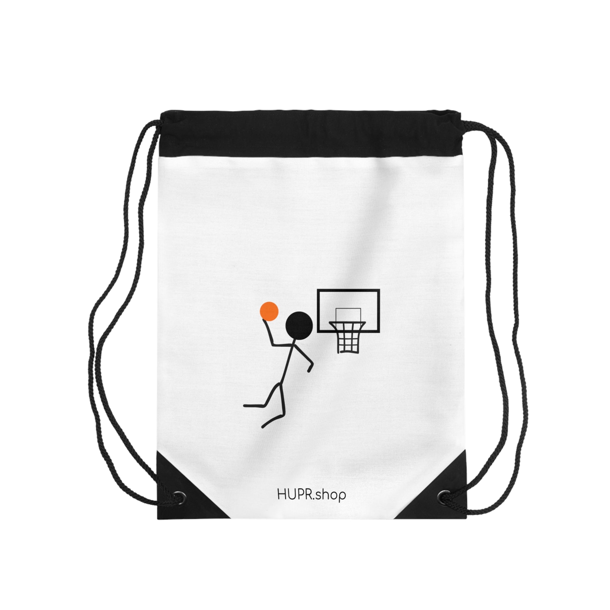 Basketball Stick Figure Drawstring Bag — HUPR Logo Sports Gym Sack
