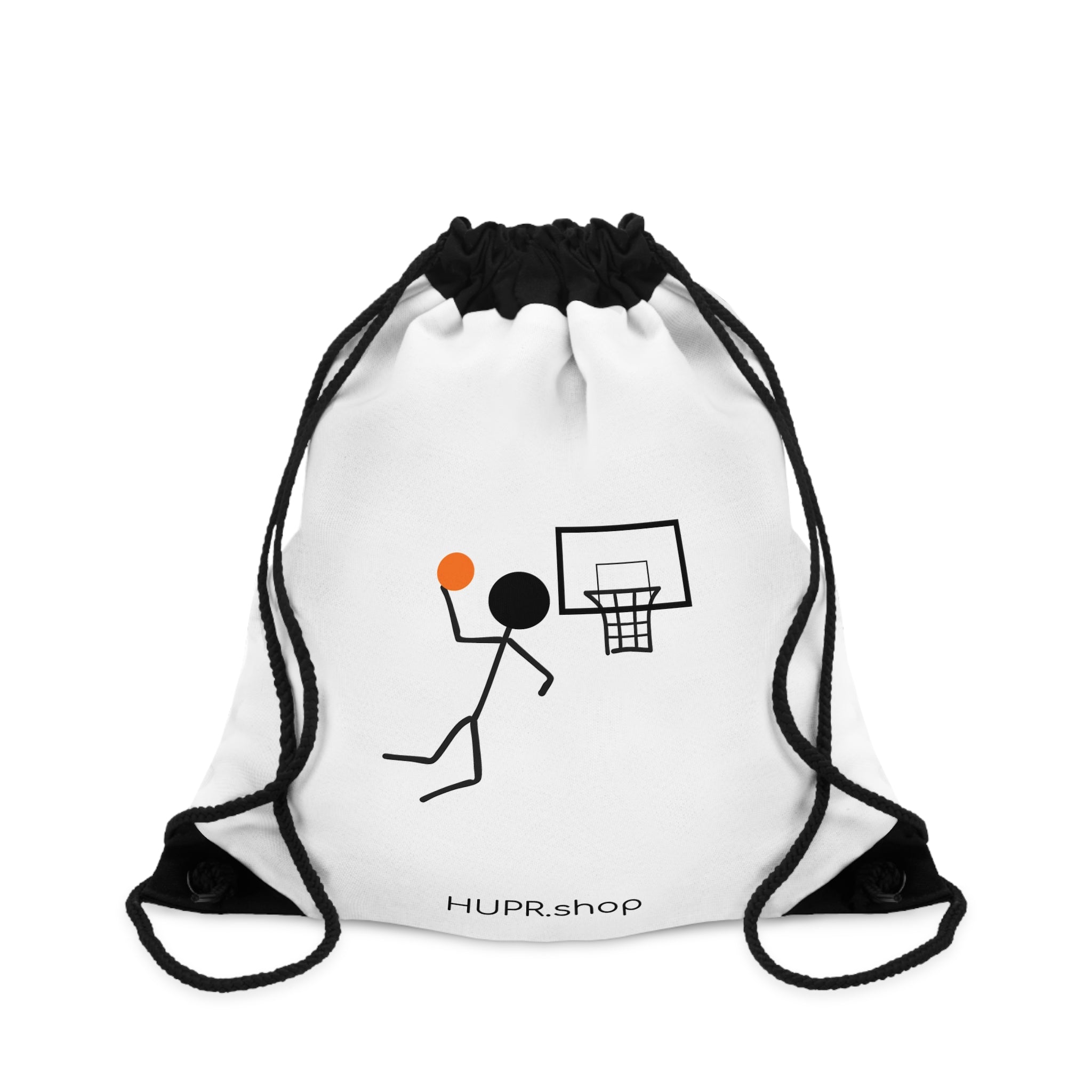 Basketball Stick Figure Drawstring Bag — HUPR Logo Sports Gym Sack